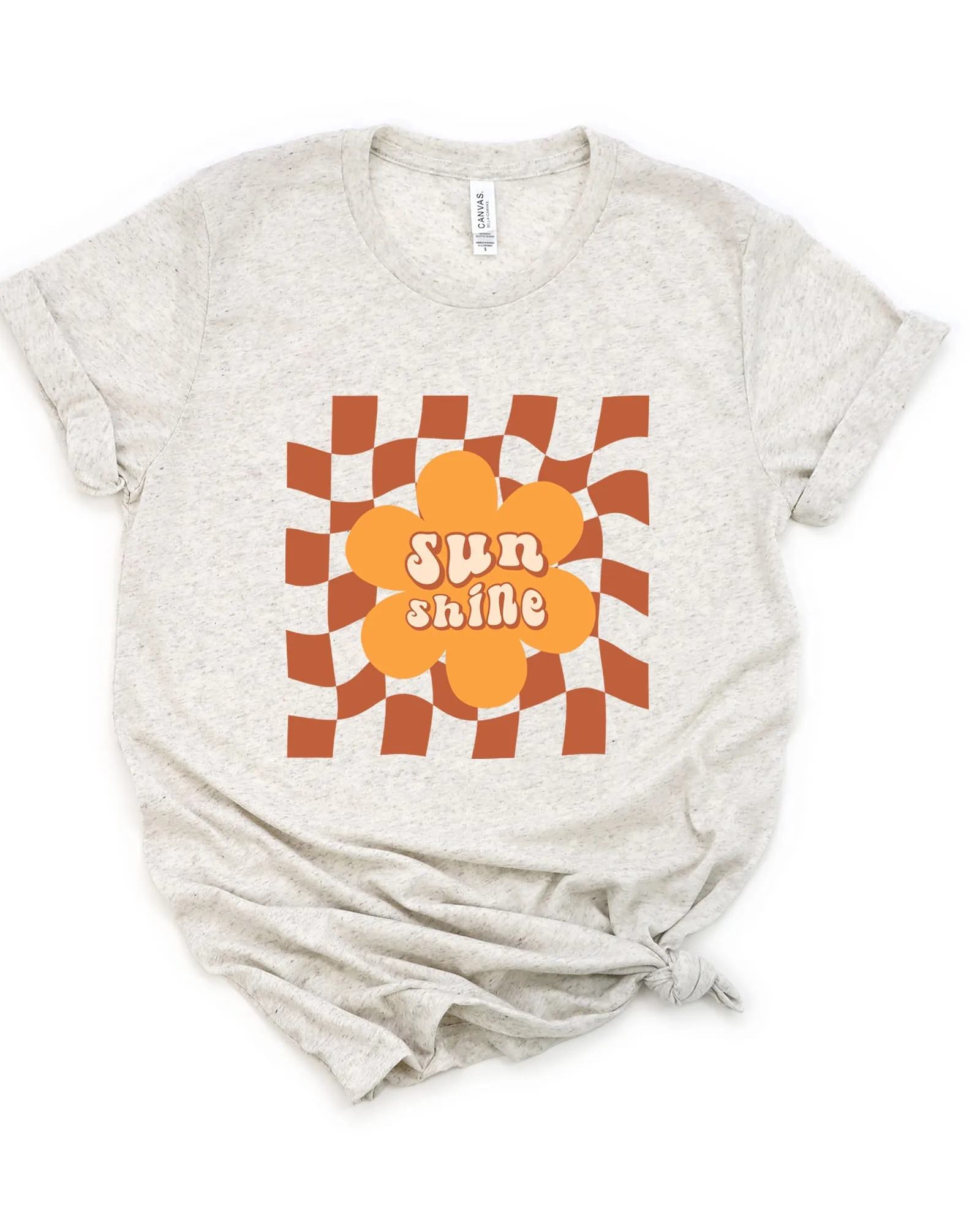 Sun Shine Checkered Short Sleeve Graphic Tee | Oatmeal
