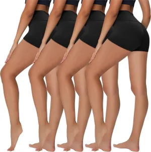 Sundwudu 4 Pack Biker Shorts for Women - 8/5/3 High Waist Tummy Control Summer Workout Shorts for Running Yoga Athletic
