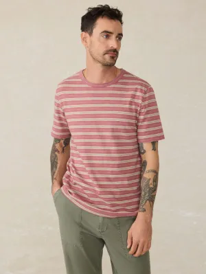 Sunwashed Regenerative Cotton Tee - Red Reef Stripe