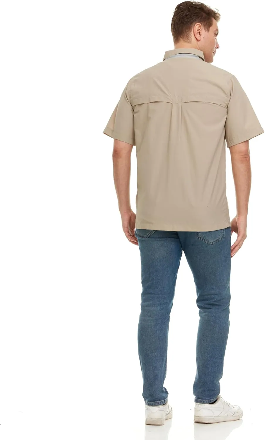 Swiss Alps Mens Short Sleeve Button Down Sun Protection Shirt Quick Dry Cooling Fishing Shirts Casual Summer Tops with Pocket