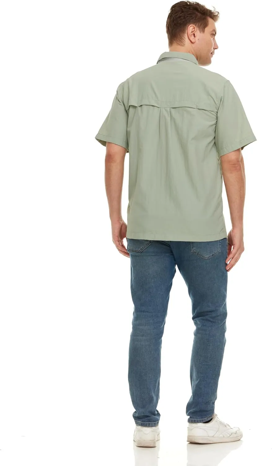 Swiss Alps Mens Short Sleeve Button Down Sun Protection Shirt Quick Dry Cooling Fishing Shirts Casual Summer Tops with Pocket