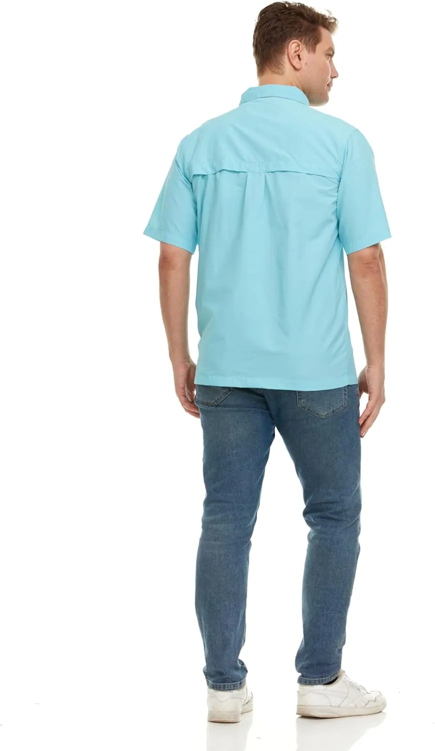 Swiss Alps Mens Short Sleeve Button Down Sun Protection Shirt Quick Dry Cooling Fishing Shirts Casual Summer Tops with Pocket