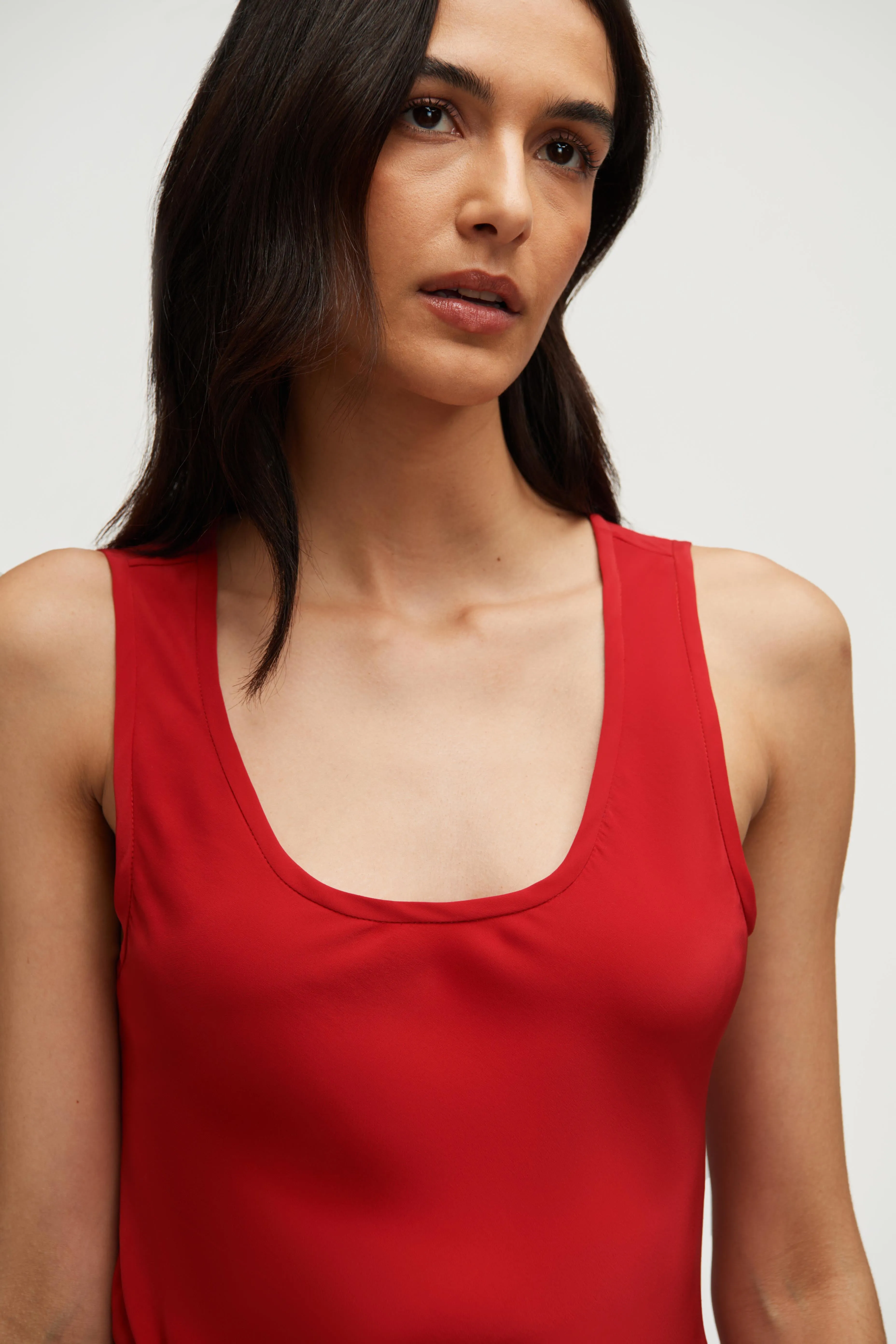 Tank in Silk Charmeuse | Tomato