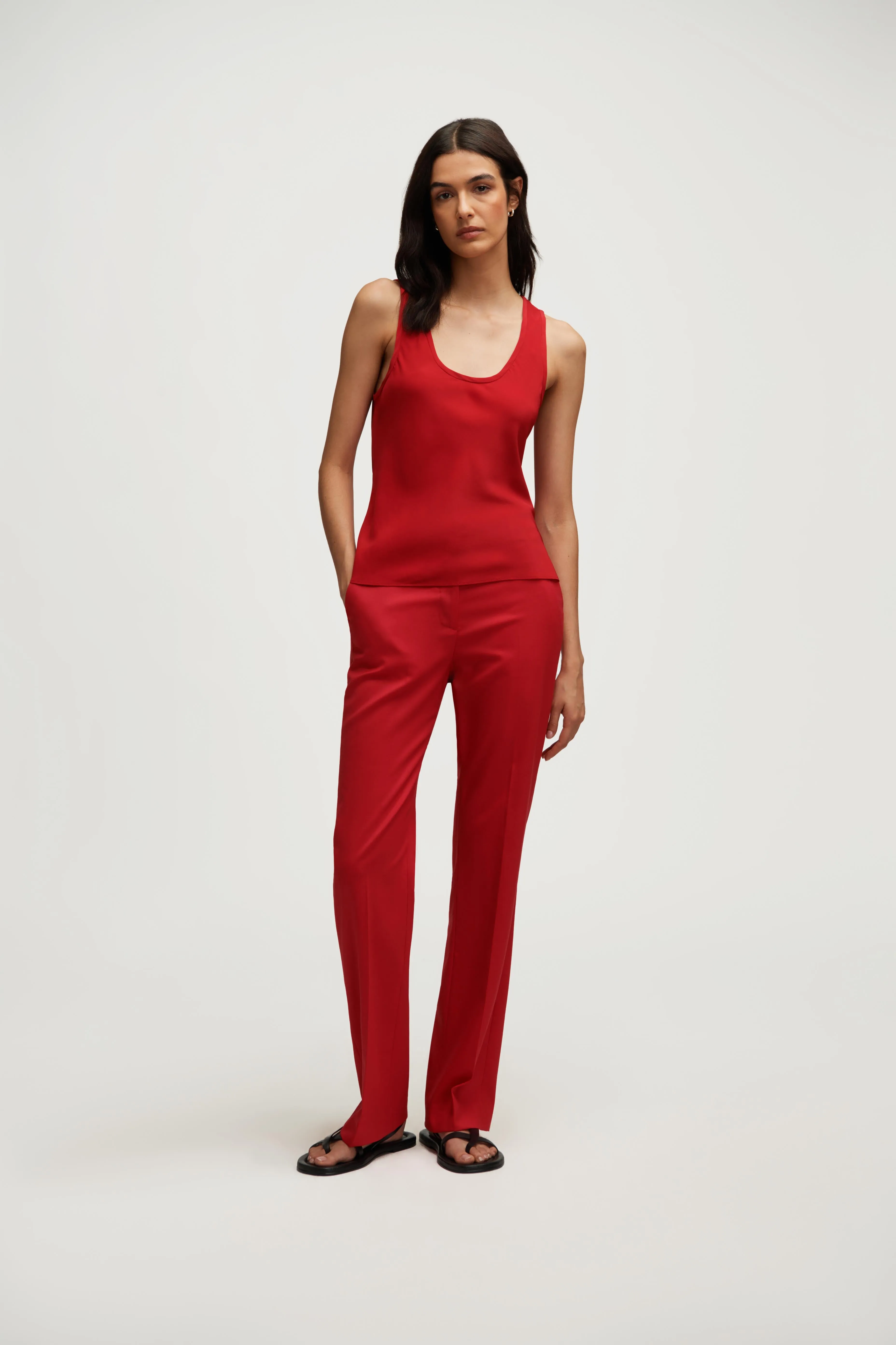 Tank in Silk Charmeuse | Tomato