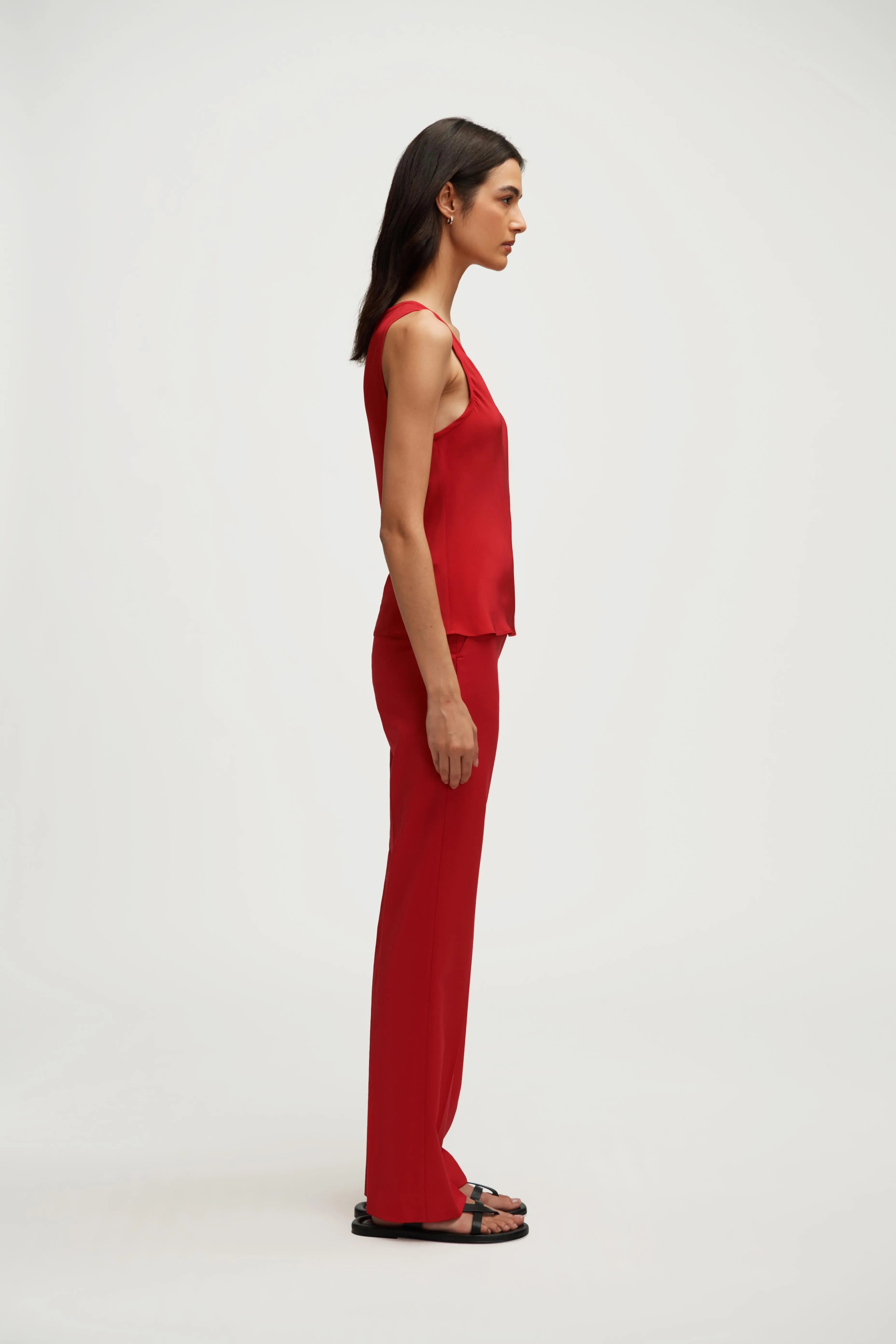 Tank in Silk Charmeuse | Tomato