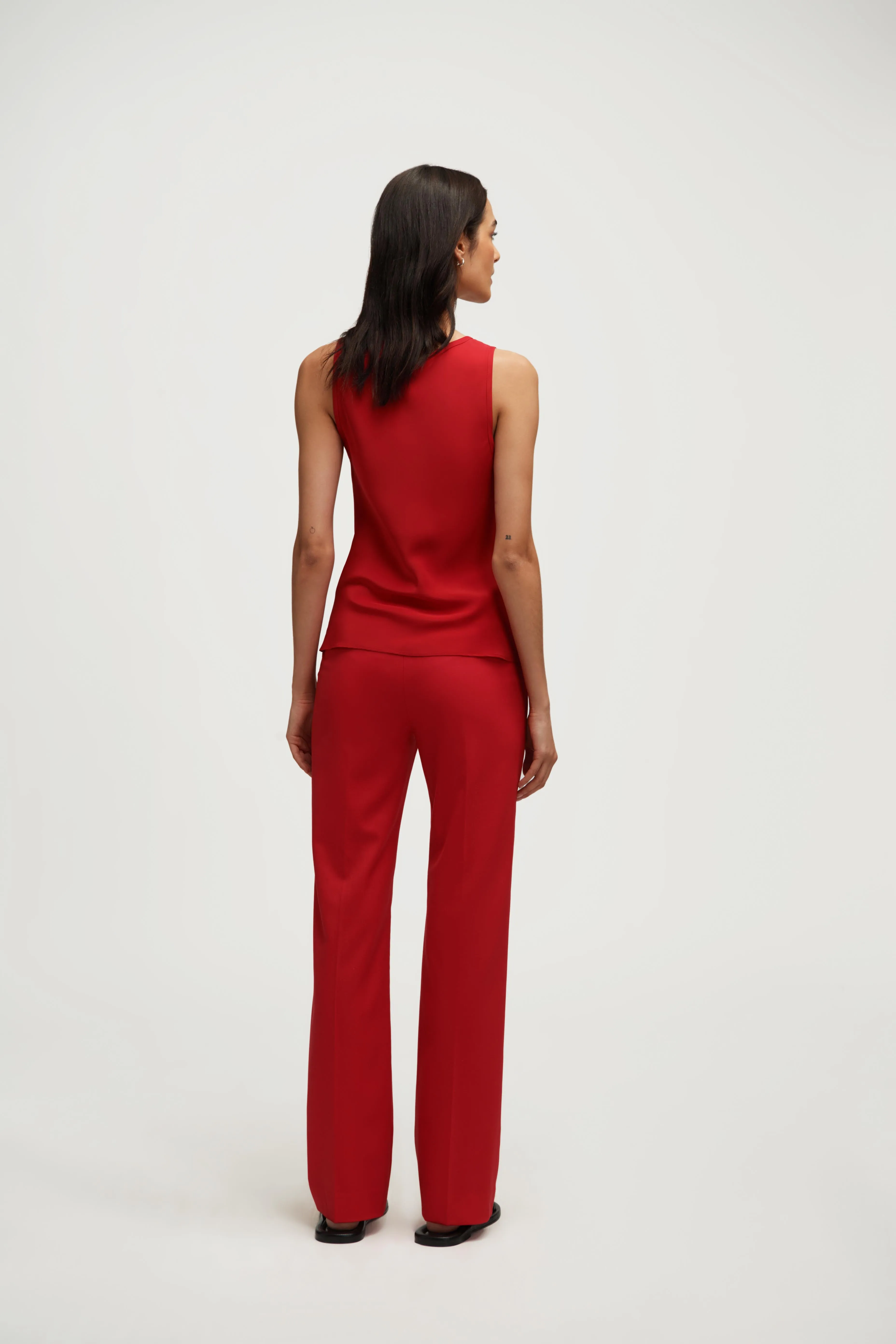 Tank in Silk Charmeuse | Tomato