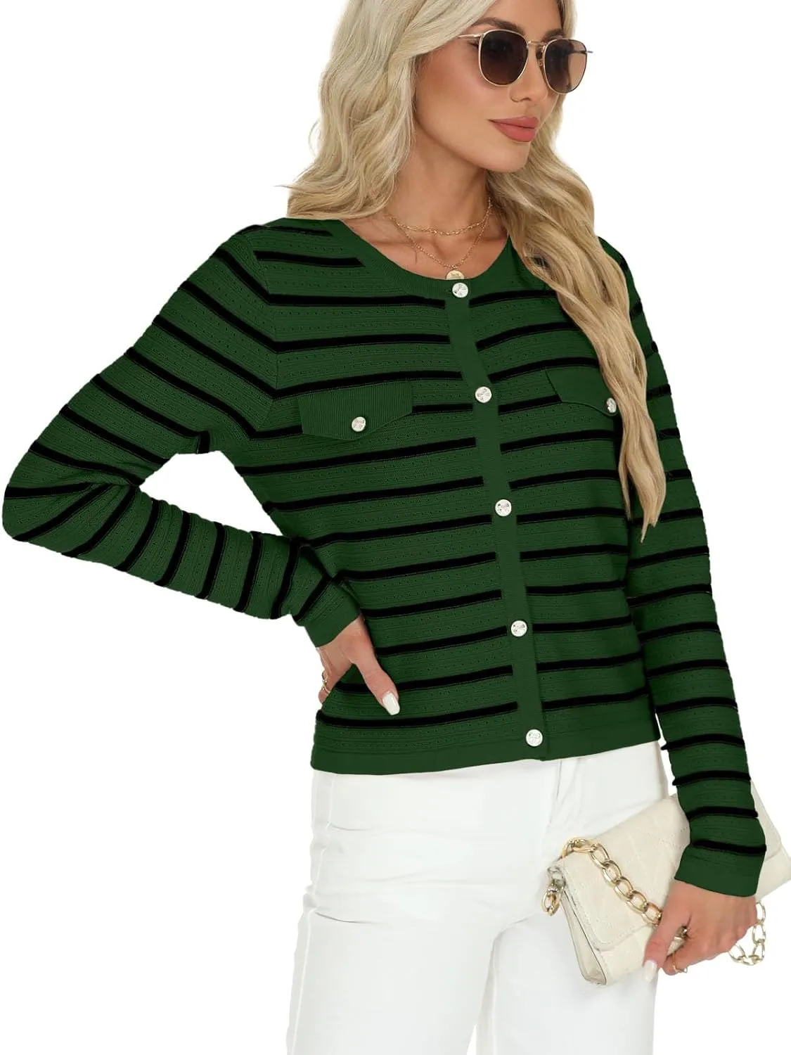 Tanou Women's 2025 Fall Casual Long Sleeve Trendy Cardigan Sweaters Button Knit Lady Jackets