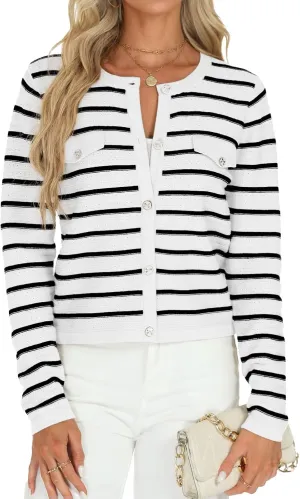 Tanou Women's 2025 Fall Casual Long Sleeve Trendy Cardigan Sweaters Button Knit Lady Jackets