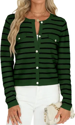 Tanou Women's 2025 Fall Casual Long Sleeve Trendy Cardigan Sweaters Button Knit Lady Jackets
