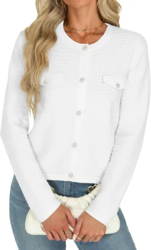 Tanou Women's 2025 Fall Casual Long Sleeve Trendy Cardigan Sweaters Button Knit Lady Jackets