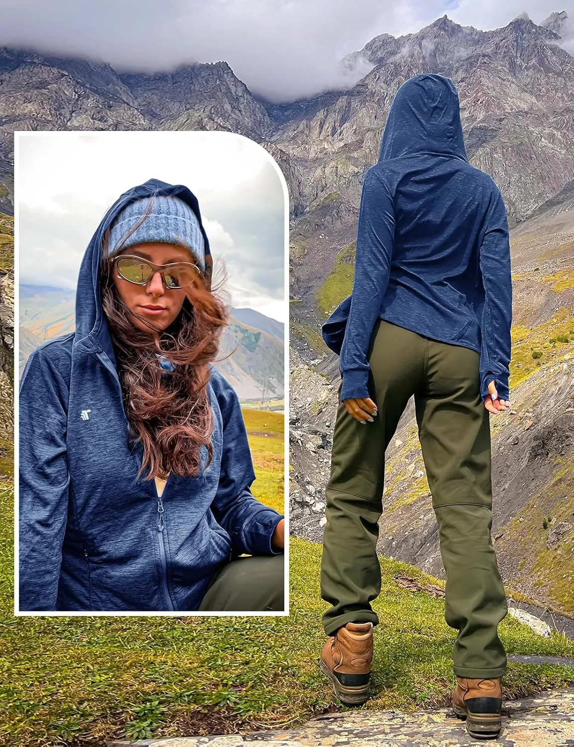 TBMPOY Womens UPF 50  Sun Protection Hoodie Jackets Light Weight Long Sleeve Shirts Hiking Outdoor Full Zip Tops