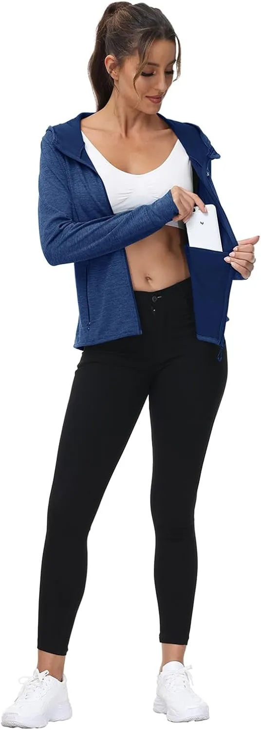 TBMPOY Womens UPF 50  Sun Protection Hoodie Jackets Light Weight Long Sleeve Shirts Hiking Outdoor Full Zip Tops