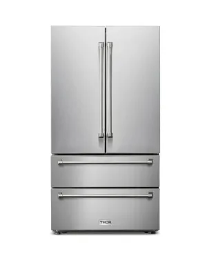 Thor Kitchen 36" 22.5 Cubic Feet Energy Star Smudge-Resistant French Door Refrigerator