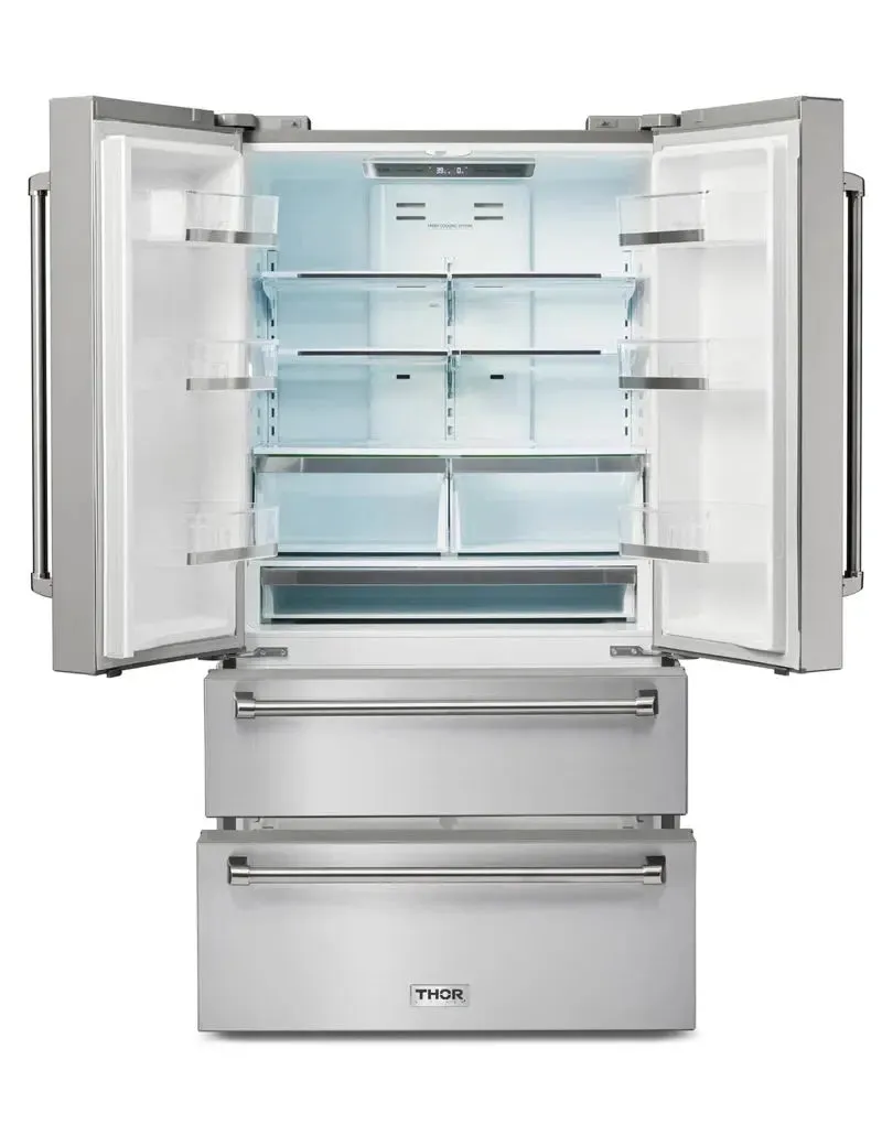 Thor Kitchen 36" 22.5 Cubic Feet Energy Star Smudge-Resistant French Door Refrigerator