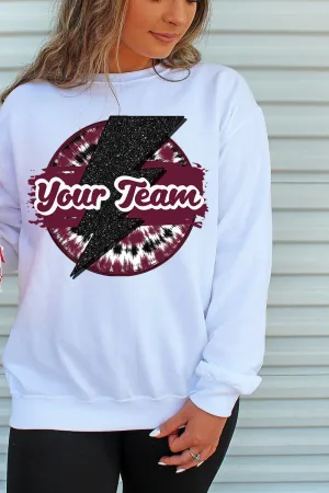 Tie Dye Bolt Maroon And Black Unisex NuBlend Crew Sweatshirt