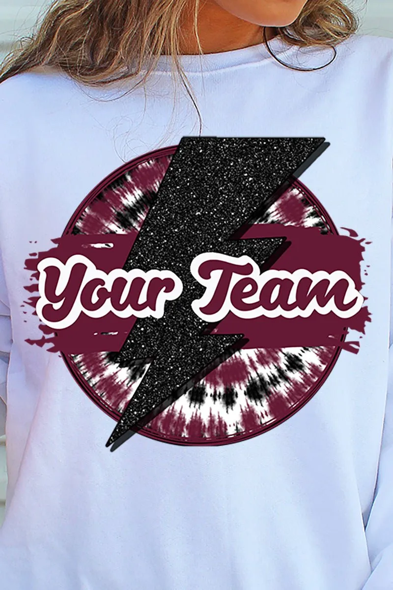 Tie Dye Bolt Maroon And Black Unisex NuBlend Crew Sweatshirt