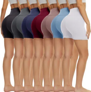 TNNZEET 7 Pack Biker Shorts for Women - 5''/8''/3'' High Waisted Workout Tummy Control Spandex Gym Shorts for Yoga Athletic