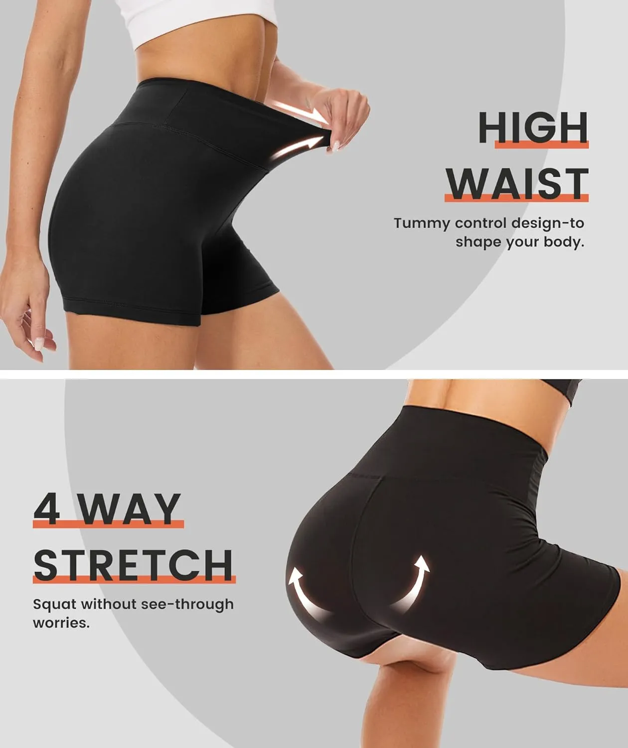 TNNZEET 7 Pack Biker Shorts for Women - 5''/8''/3'' High Waisted Workout Tummy Control Spandex Gym Shorts for Yoga Athletic