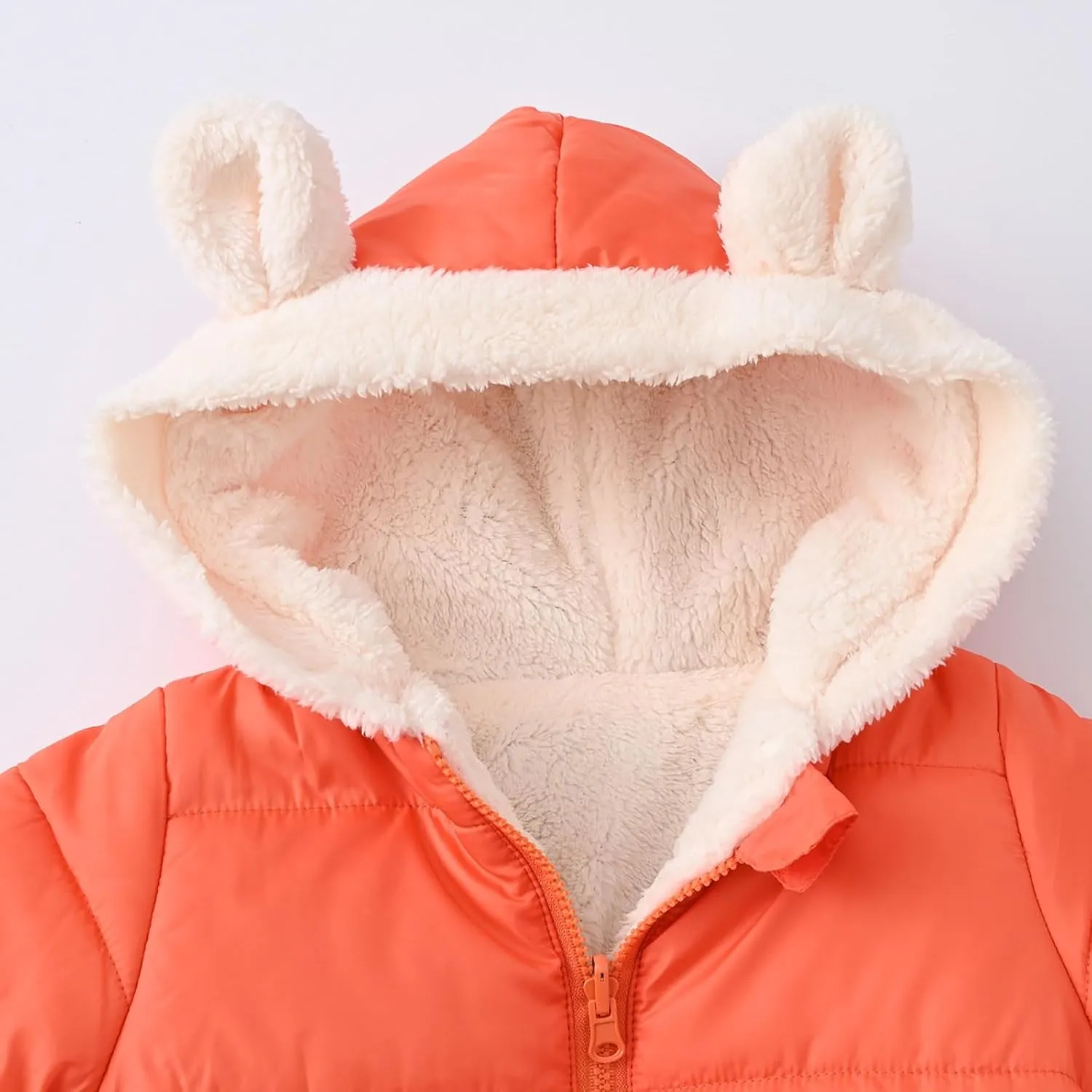 Toddler Boys Girls Fleece Cute Ears Down Coat Cotton Padded Hooded Jackets with Pockets Little Girl Winter Coats Size 8