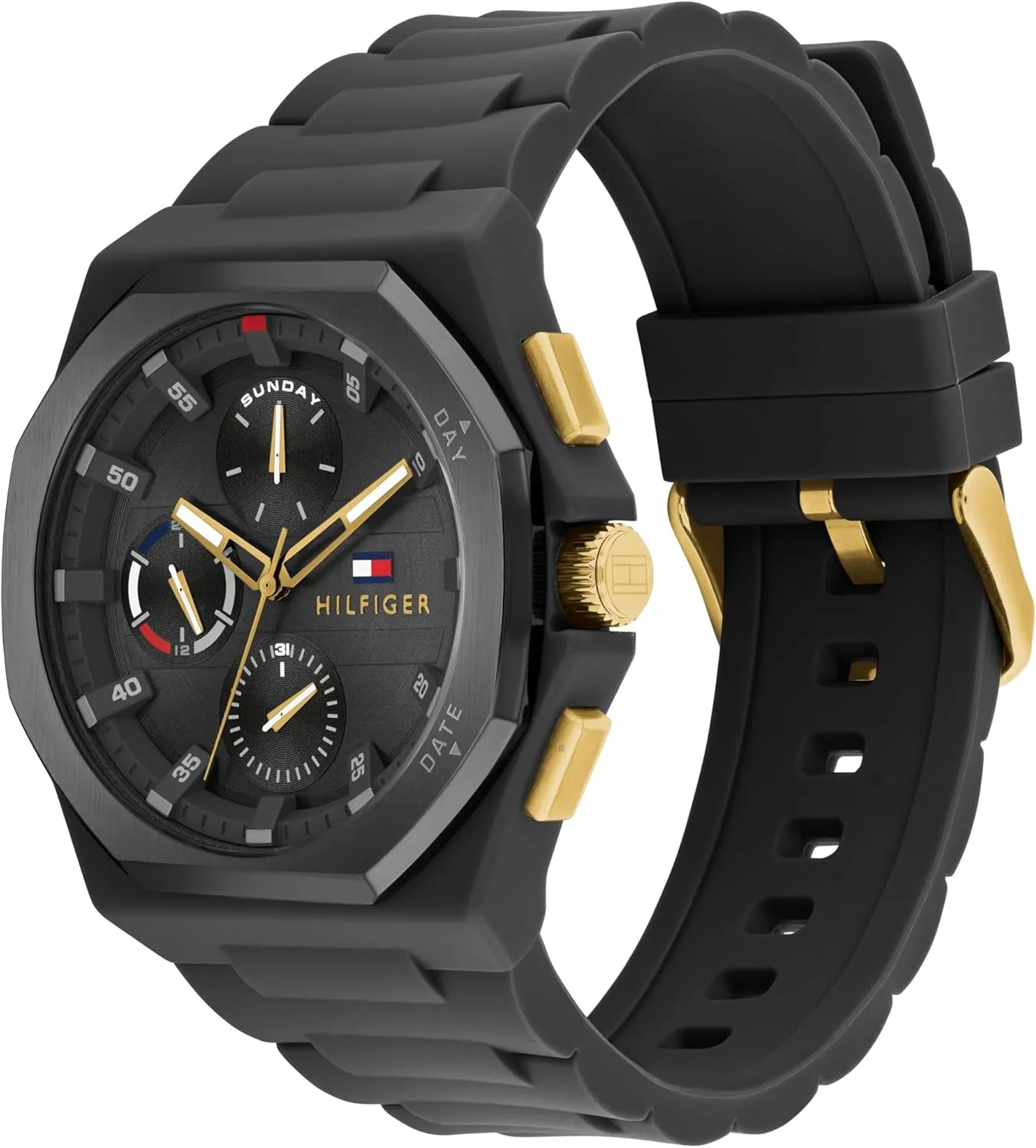 Tommy Hilfiger Mens Sporty Watch - Multifunction Silicone Wristwatch - Water Resistant up to 5 ATM/50 Meters - Premium Fashion Timepiece for All Occasions - 44 mm