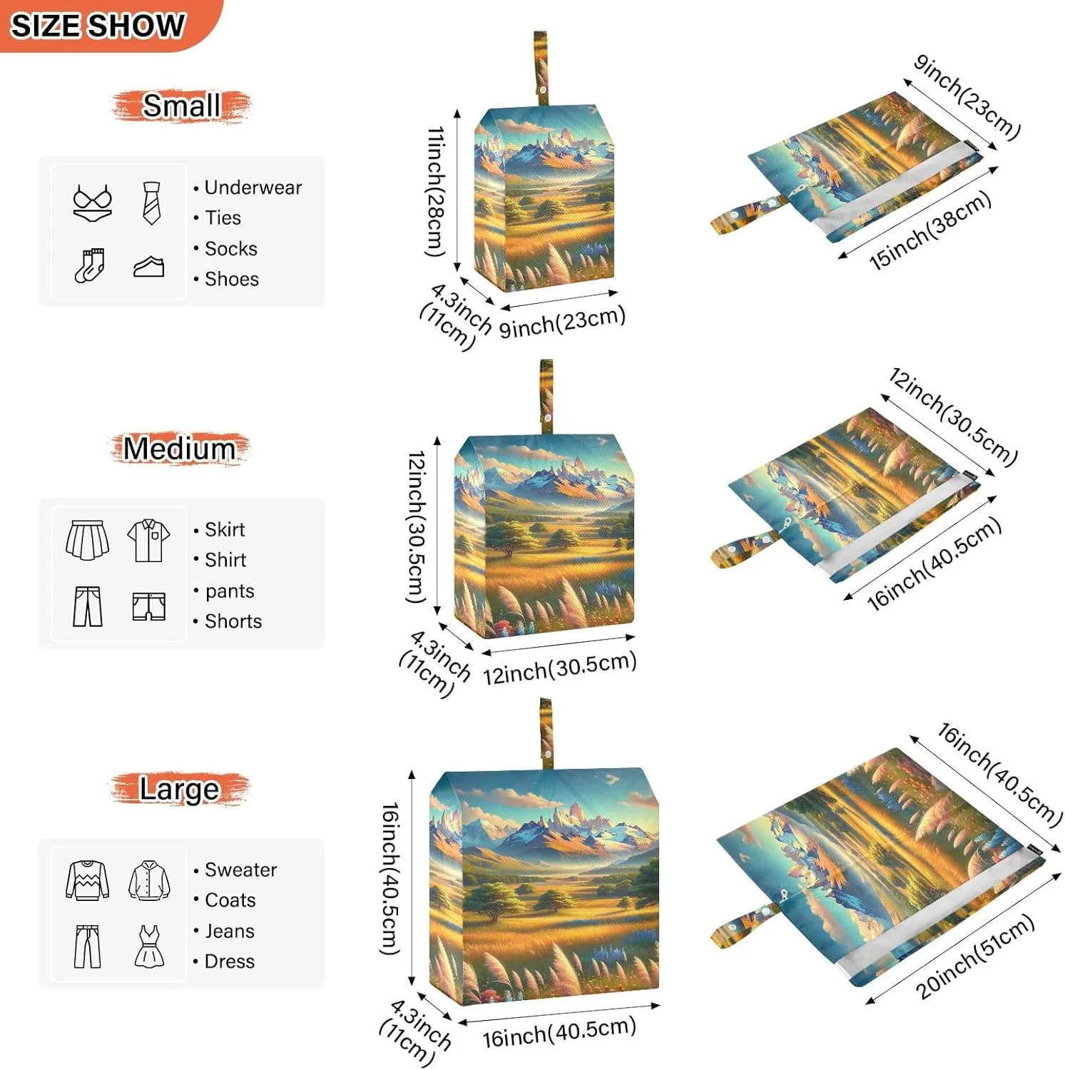 Travel Packing Bags Landscape Compression Storage Shoe Bag Suitcase Organizer Bags Set for Travel Accessories