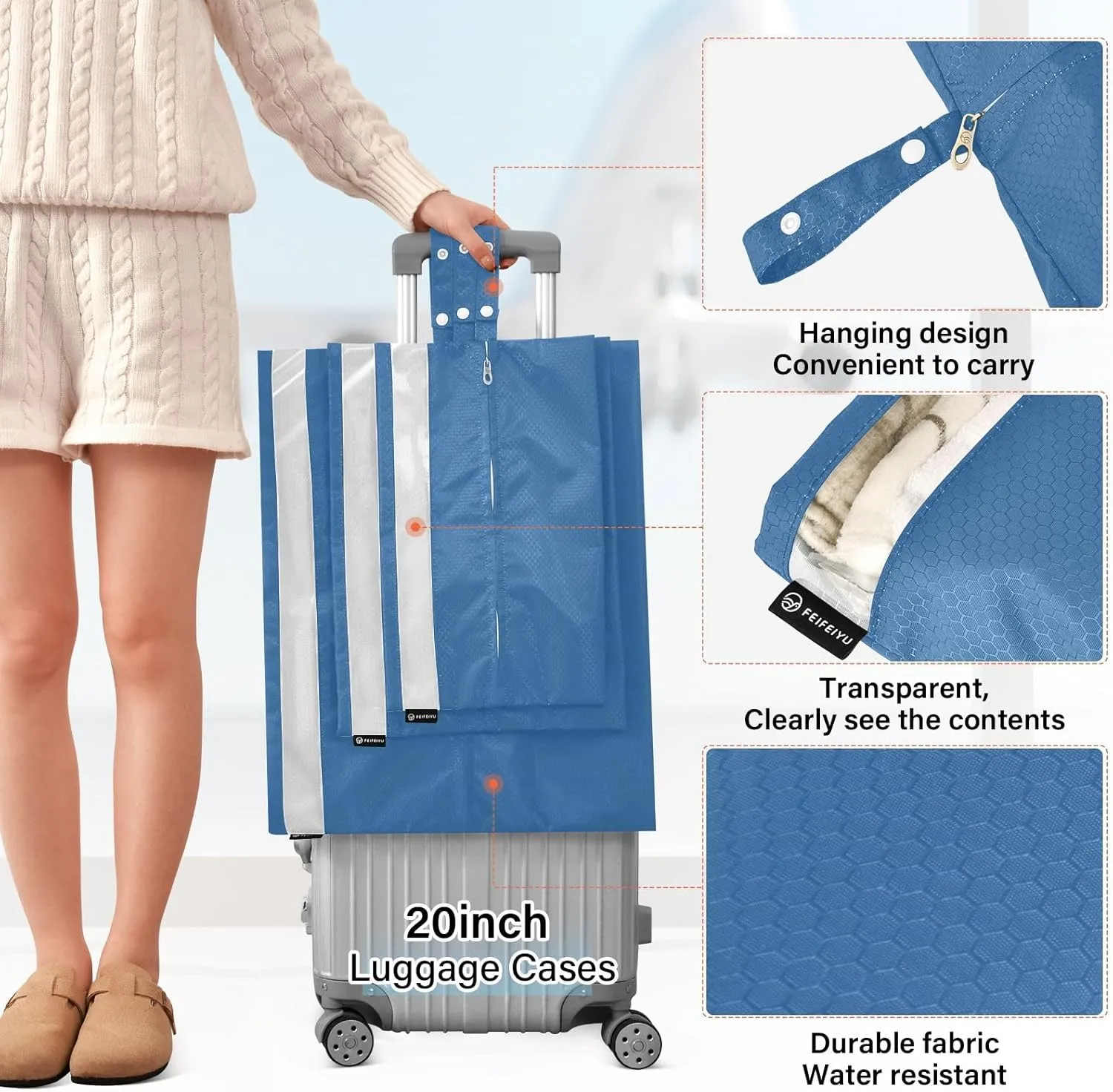 Travel Packing Organizers Lapis Lazuli Foldable Suitcase Organizer Bags Set Travel Bags Organizer for Luggage