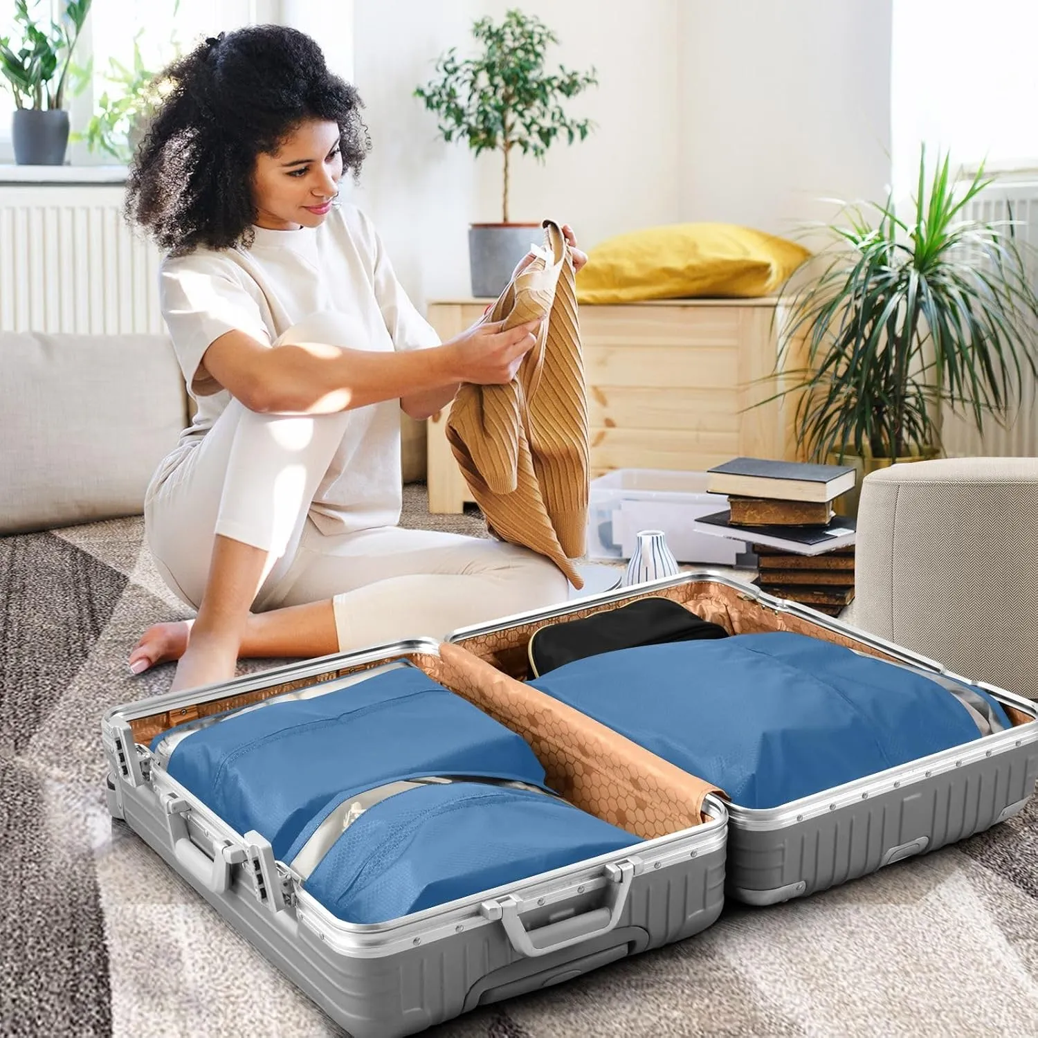 Travel Packing Organizers Lapis Lazuli Foldable Suitcase Organizer Bags Set Travel Bags Organizer for Luggage