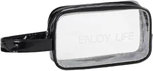 Travel Toiletry Bag, Clear Makeup Bag with Zipper, Small See Through Cosmetic Pouch, PVC Plastic Pouch (Black,S)