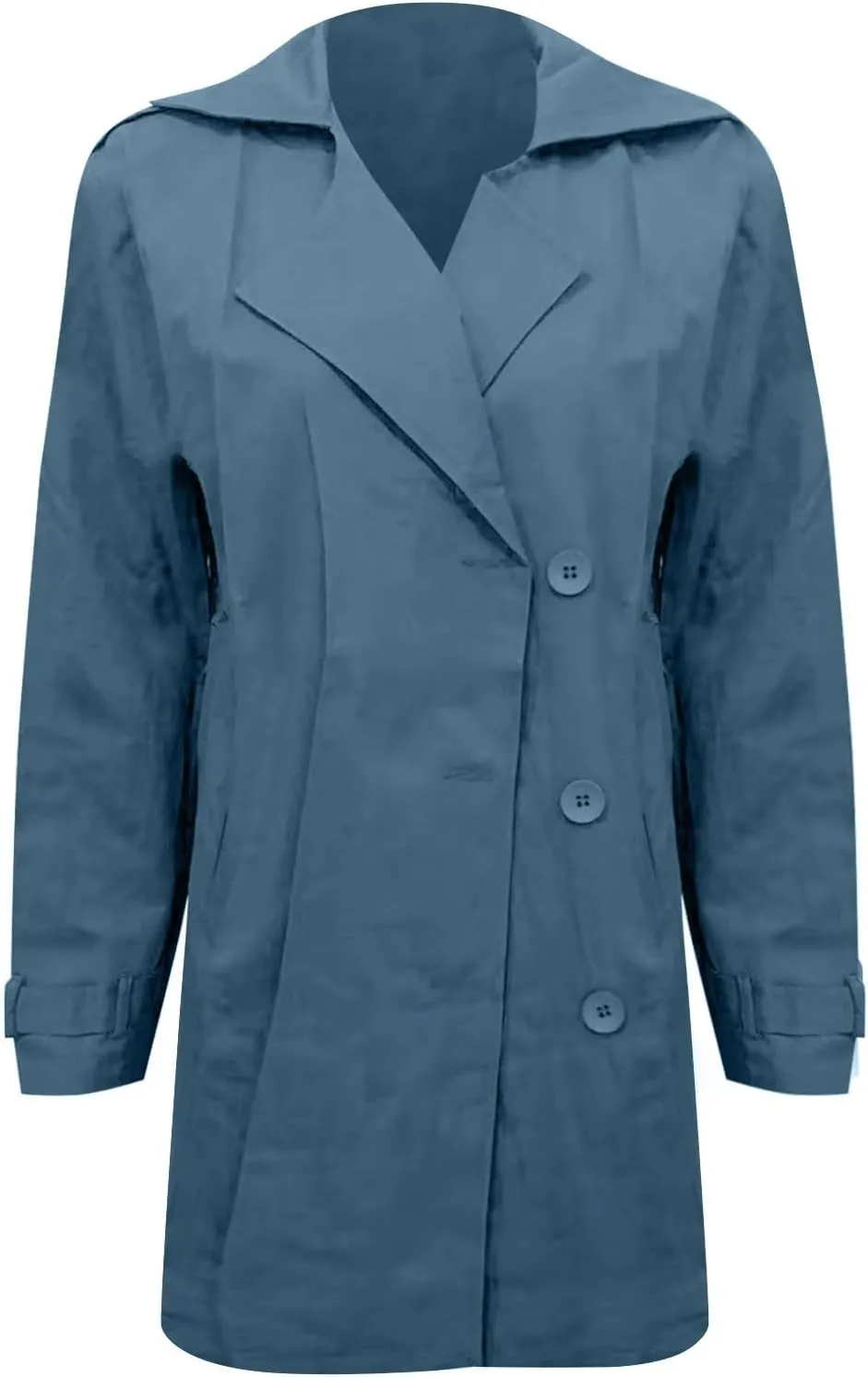 Trench Coat for Men Slim Notched Collar Single Breasted Cotton Jacket Oversized Lightweight Windproof Long Jacket