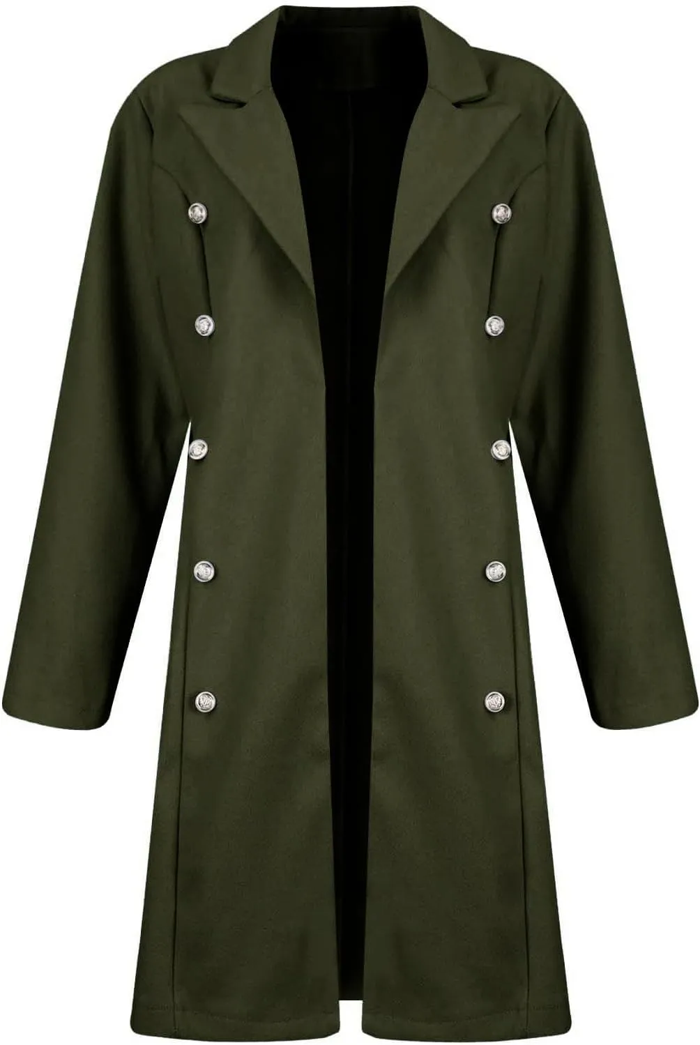 Trench Coat Women Long Wool Double Breasted Blazer Business Casual Notch Lapel Jacket Fall Winter Mid Long Peacoat