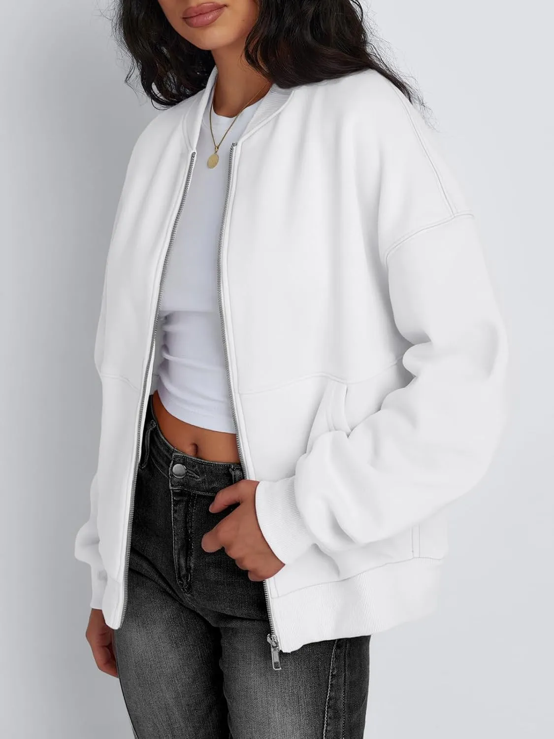 Trendy Queen Womens Zip Up Sweatshirts Jackets Oversized Fall Outfits Winter Clothes Hoodies with Pockets Y2k 2025 Fashion
