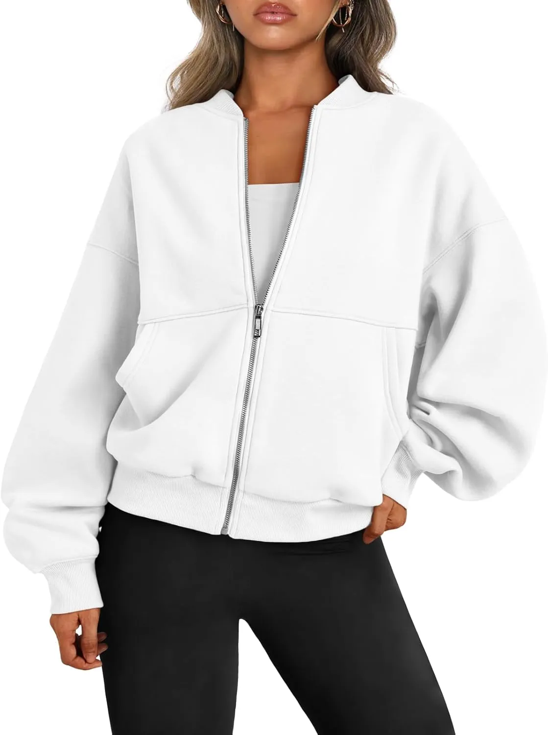 Trendy Queen Womens Zip Up Sweatshirts Jackets Oversized Fall Outfits Winter Clothes Hoodies with Pockets Y2k 2025 Fashion