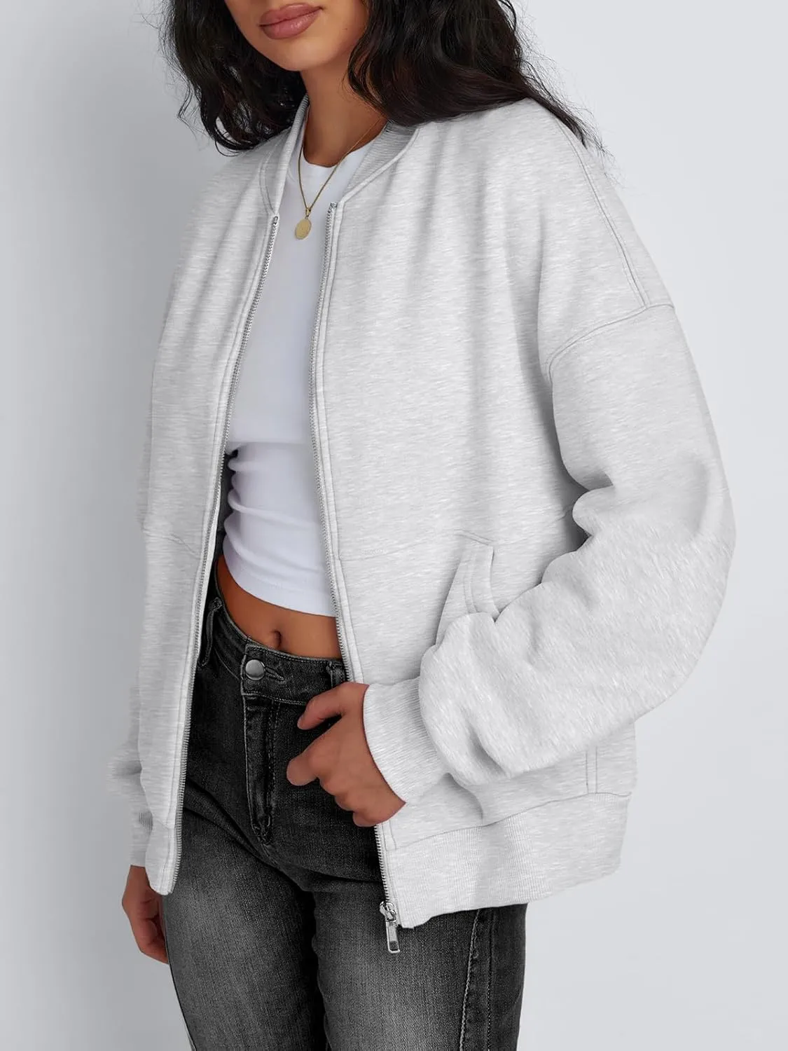 Trendy Queen Womens Zip Up Sweatshirts Jackets Oversized Fall Outfits Winter Clothes Hoodies with Pockets Y2k 2025 Fashion