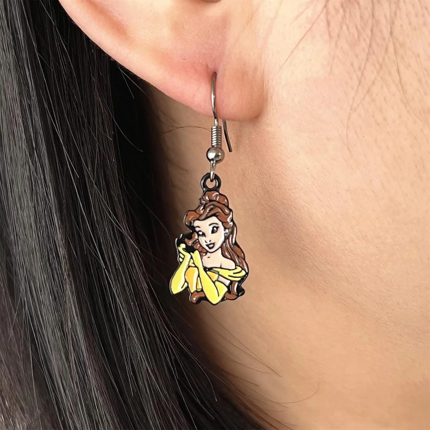 TV Movies Cartoon Cute Princess Zinc Alloy Metal Earrings Stud for Women