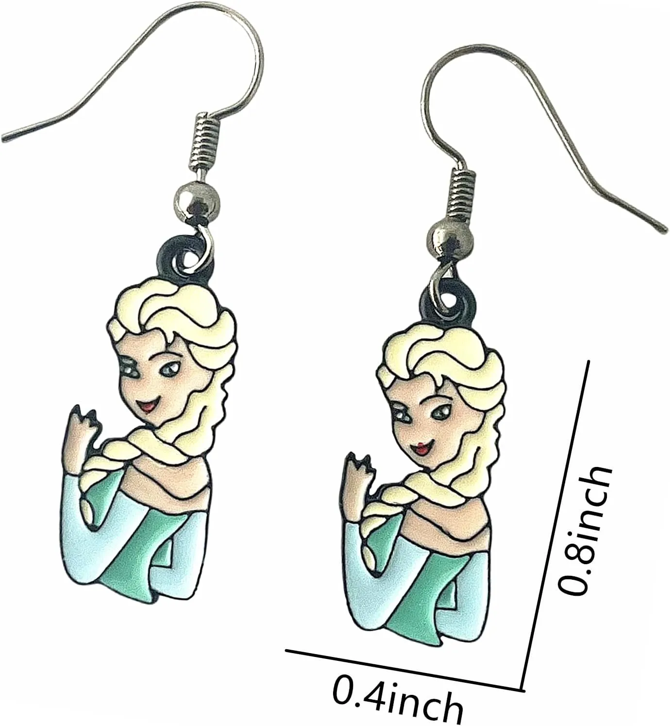 TV Movies Cartoon Cute Princess Zinc Alloy Metal Earrings Stud for Women