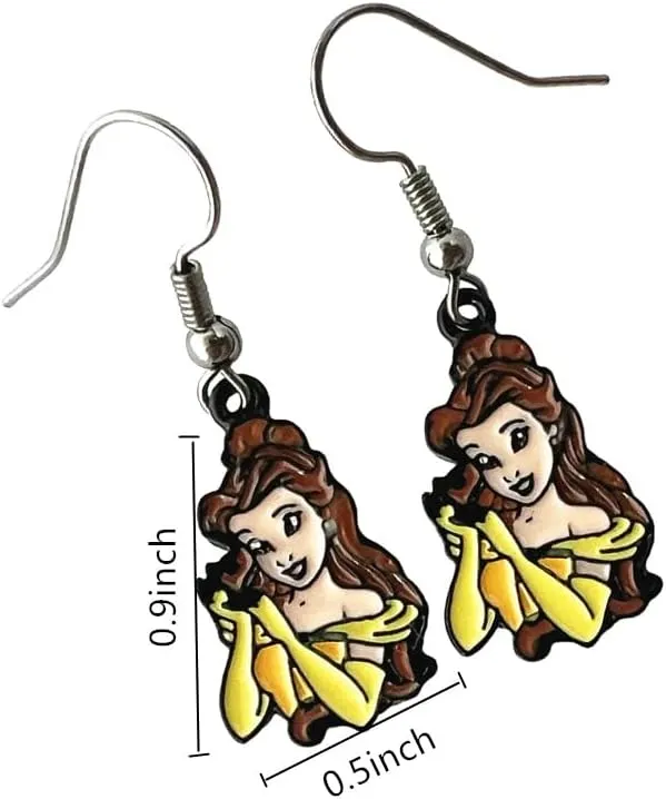 TV Movies Cartoon Cute Princess Zinc Alloy Metal Earrings Stud for Women