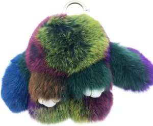 Unpafcxddyig Bunny Keychain Mini Cute Rex Rabbit Faux Fur Key chain 3.9in for Car Handbag Keyring multicolour