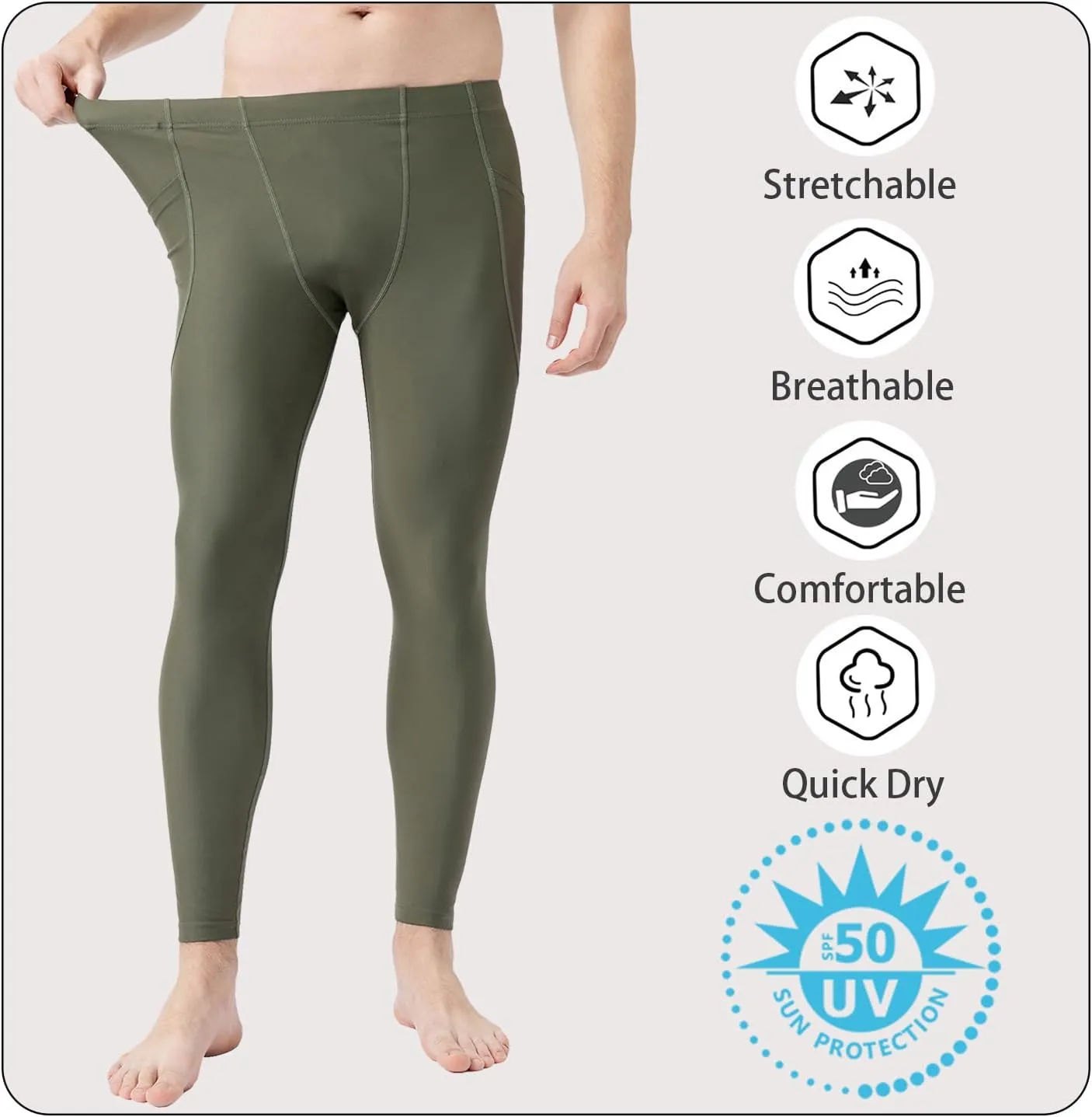 UPF 50  Men's Surfing Leggings Sun Protection Swimming Pants