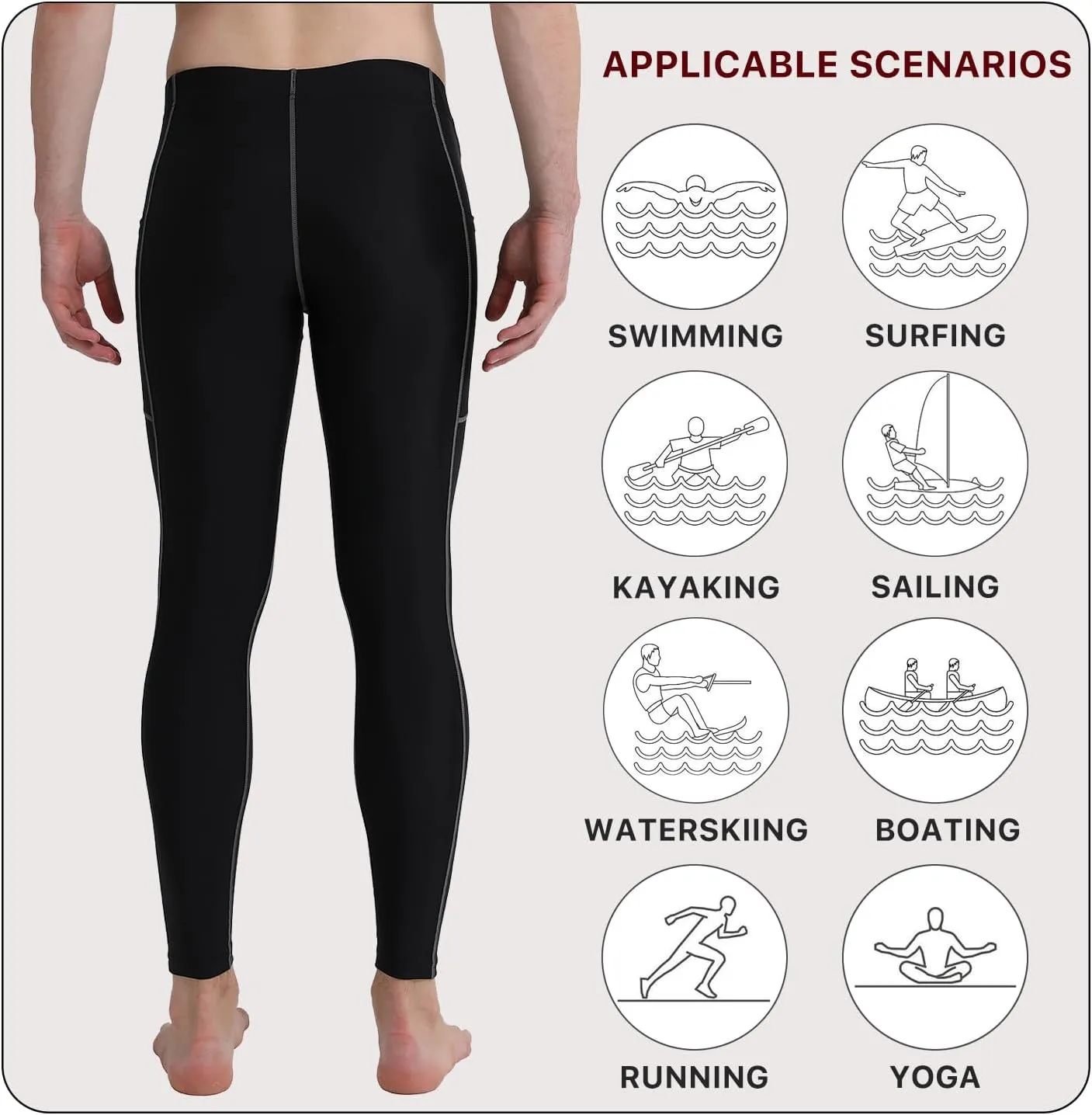 UPF 50  Men's Surfing Leggings Sun Protection Swimming Pants