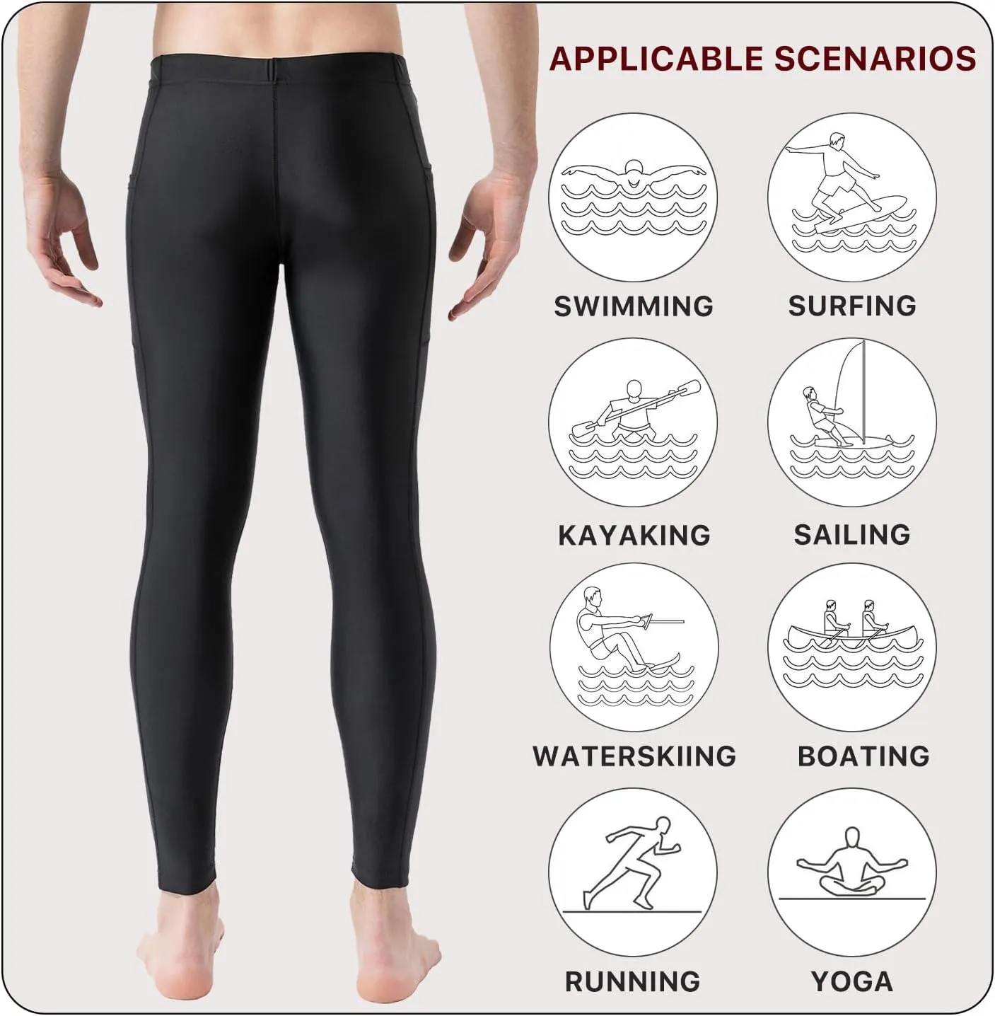 UPF 50  Men's Surfing Leggings Sun Protection Swimming Pants