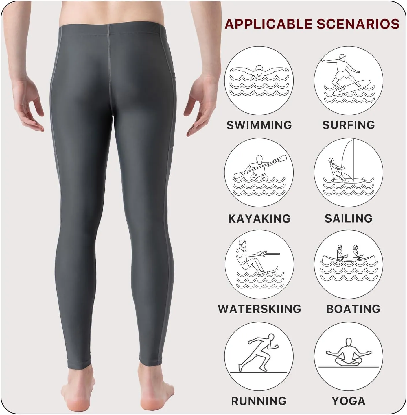 UPF 50  Men's Surfing Leggings Sun Protection Swimming Pants