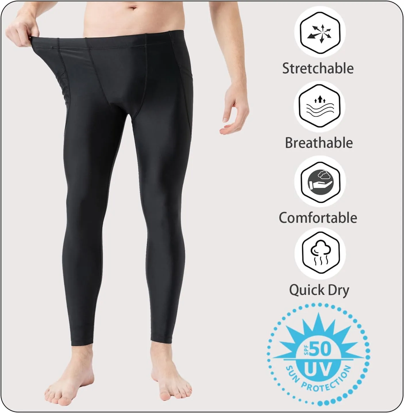 UPF 50  Men's Surfing Leggings Sun Protection Swimming Pants