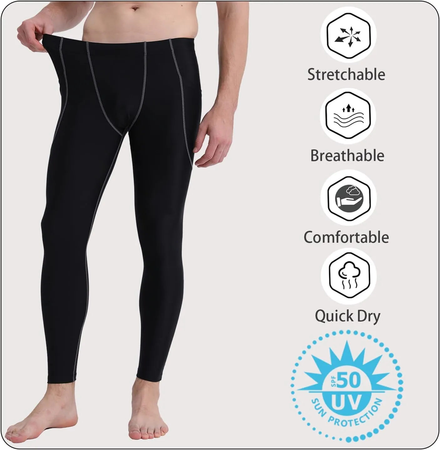 UPF 50  Men's Surfing Leggings Sun Protection Swimming Pants