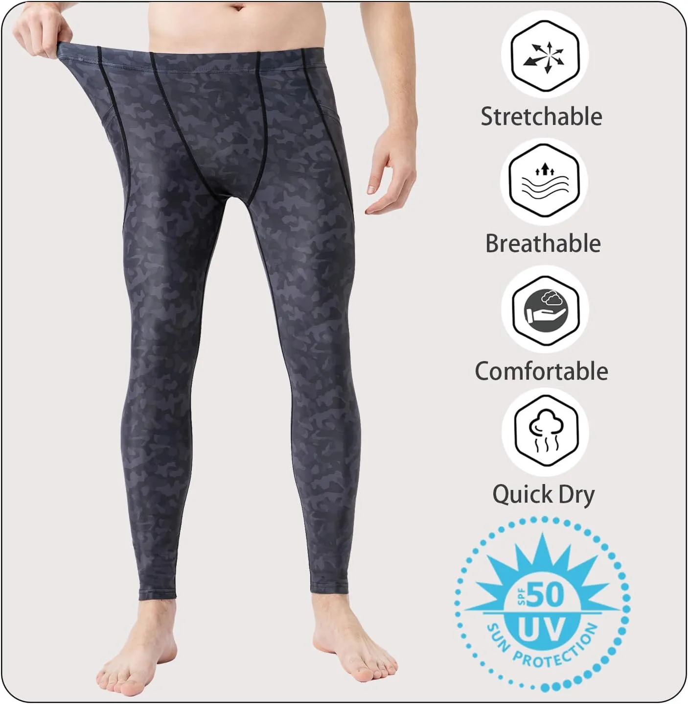 UPF 50  Men's Surfing Leggings Sun Protection Swimming Pants