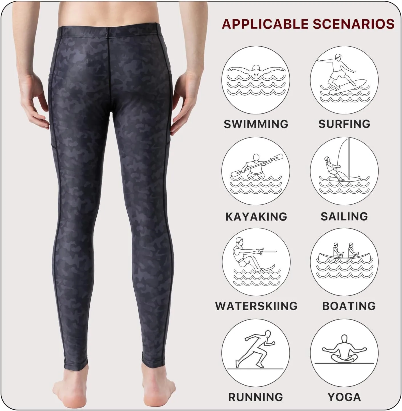 UPF 50  Men's Surfing Leggings Sun Protection Swimming Pants