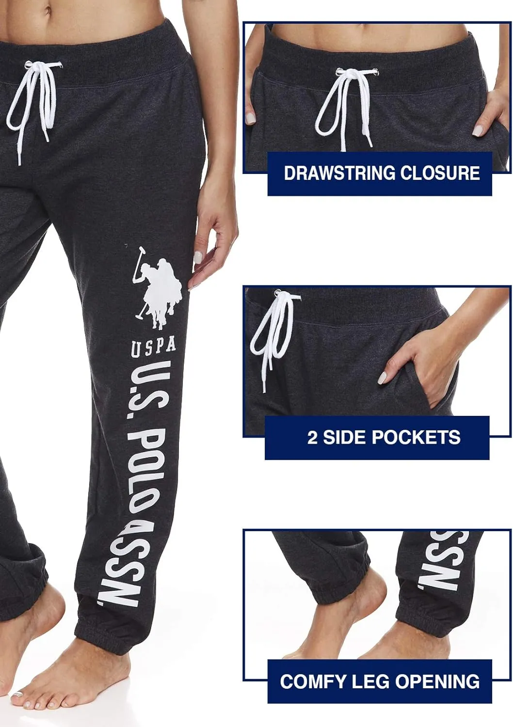 U.S. Polo Assn. Essentials Womens French Terry Jogger Sweatpants