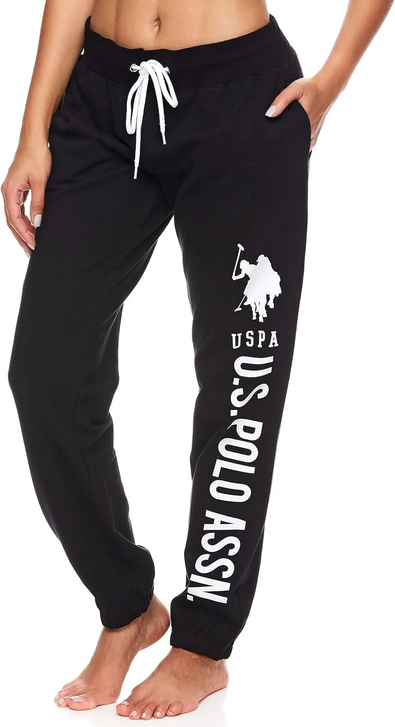 U.S. Polo Assn. Essentials Womens Sweatpants with Pockets, Comfy and Breathable French Terry Joggers for Women