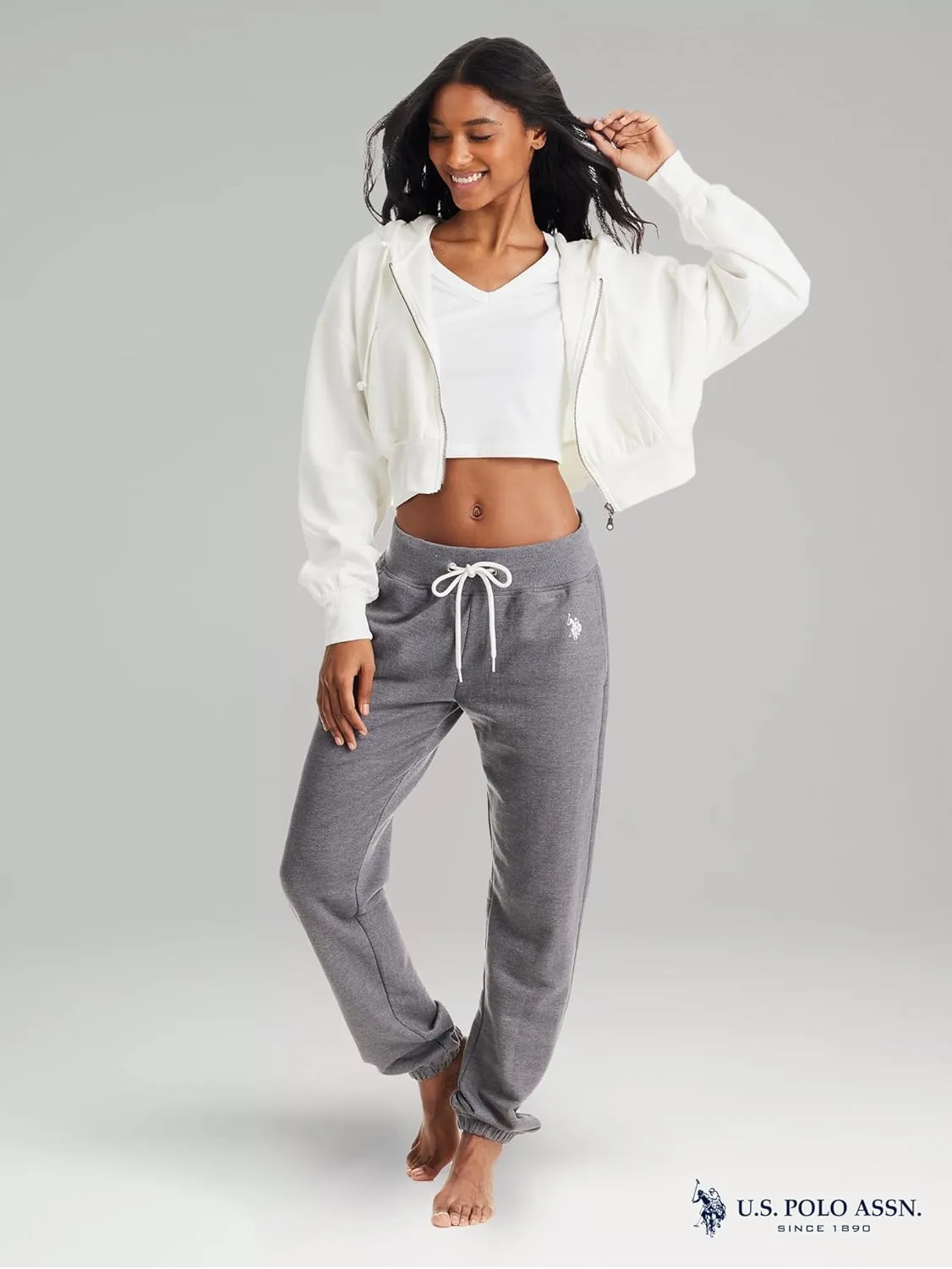 U.S. Polo Assn. Womens Sweatpants with Pockets, French Terry Womens Joggers or Wide Leg Sweats