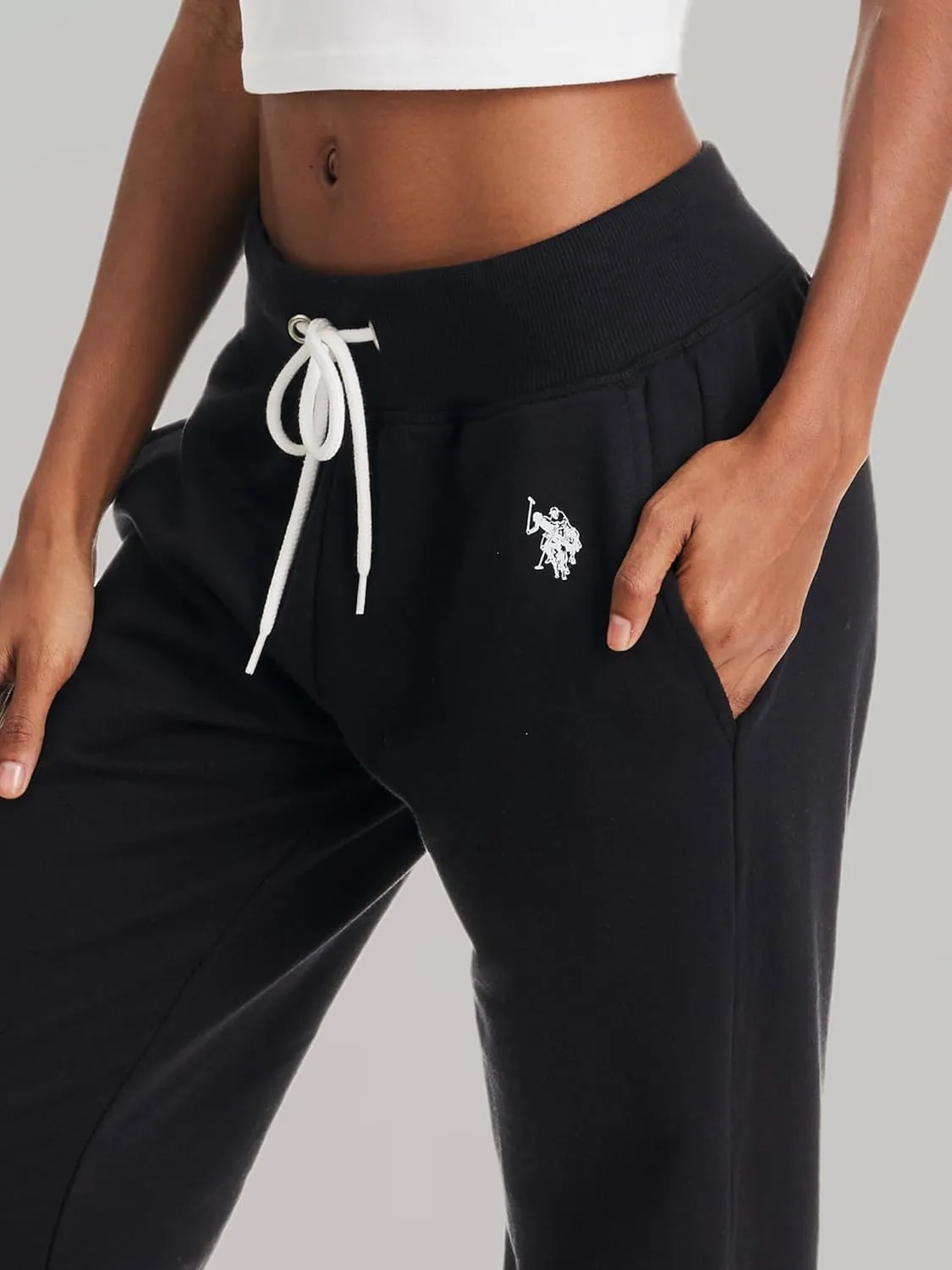 U.S. Polo Assn. Womens Sweatpants with Pockets, French Terry Womens Joggers or Wide Leg Sweats