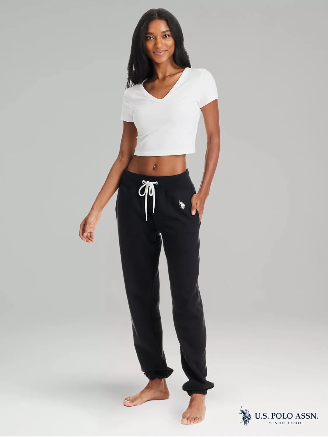 U.S. Polo Assn. Womens Sweatpants with Pockets, French Terry Womens Joggers or Wide Leg Sweats